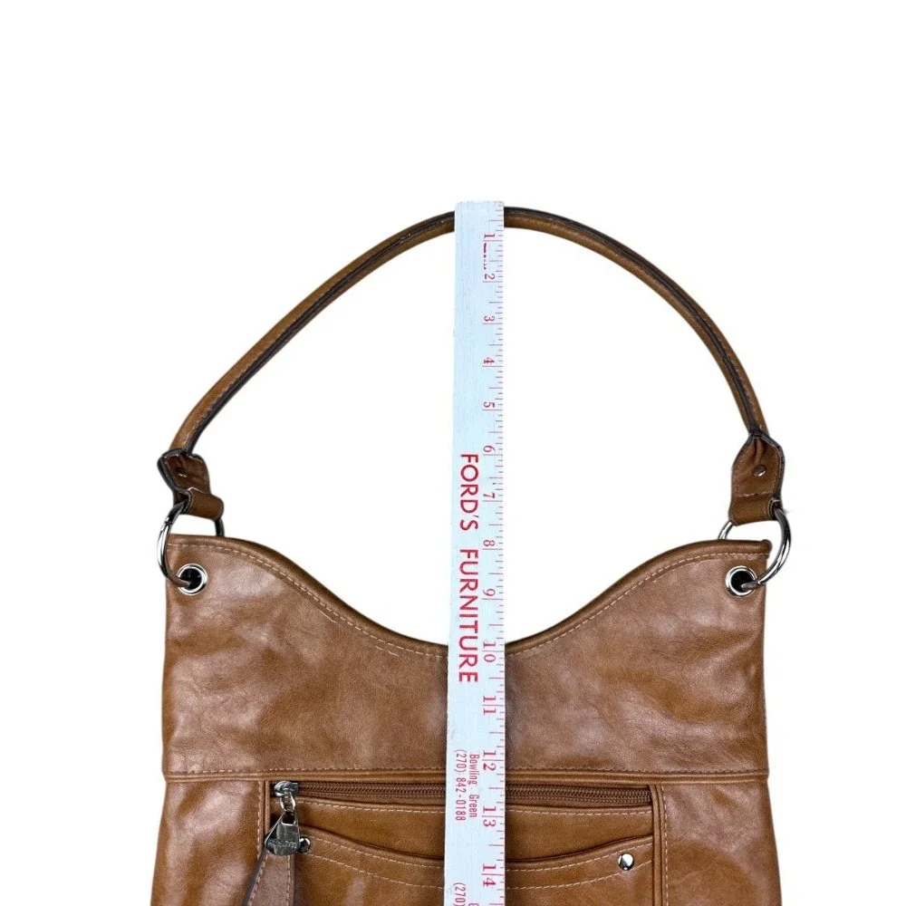 Rosetti Tip Top Brown Sugar Vegan Leather Hobo Shoulder Bag Purse Pockets Boho